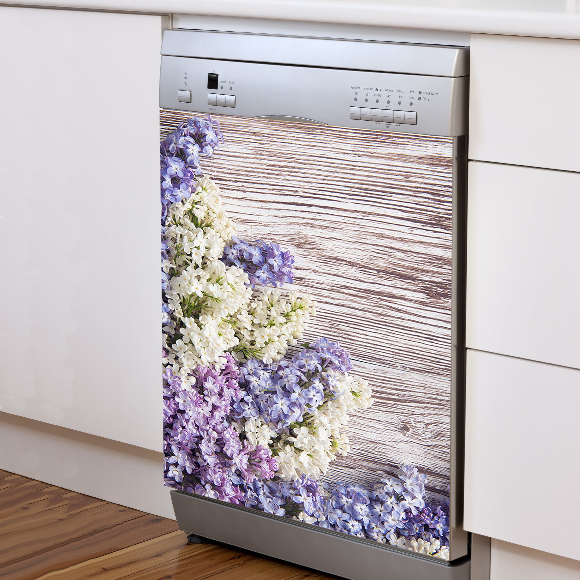 Flowers on Light Wood Dishwasher Art Wallpaper Vinyl - Etsy