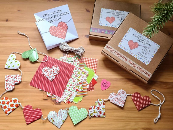 Christmas Hearts Bunting Origami Kit, Make-your-own, DIY Kit, Advent  Activities for Children, Stocking Filler, Origami for Kids, Crafting 