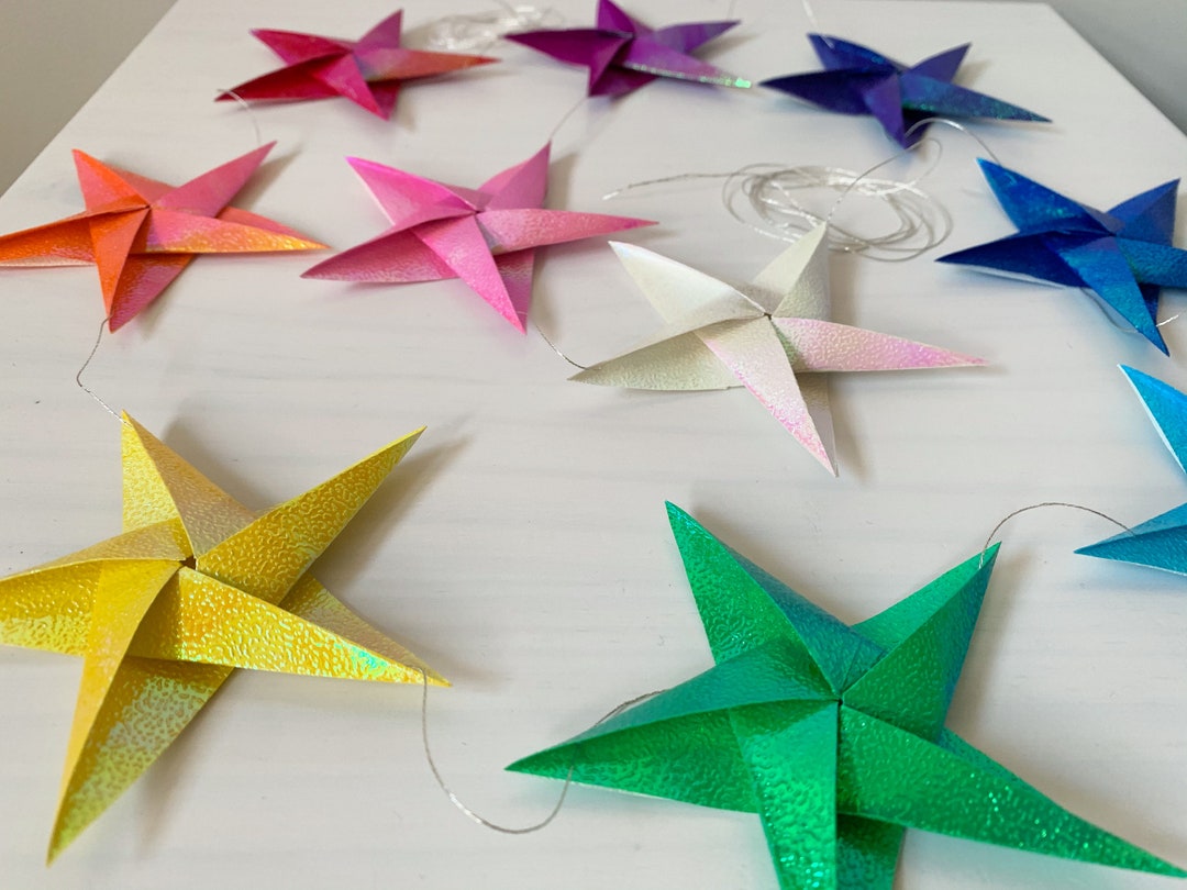 Rainbow Bunting Origami Stars Nursery Decoration Party - Etsy