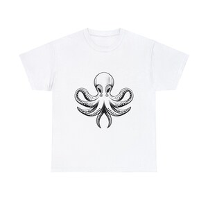 T-shirt en coton épais unisexe grande pieuvre