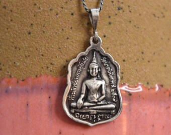 Buddha Necklace,Buddha Pendant,Sterling Silver Buddha Charm Pendant,Abhaya Mudra Buddha,Vintage style Sterling Silver Buddha Charm Pendant