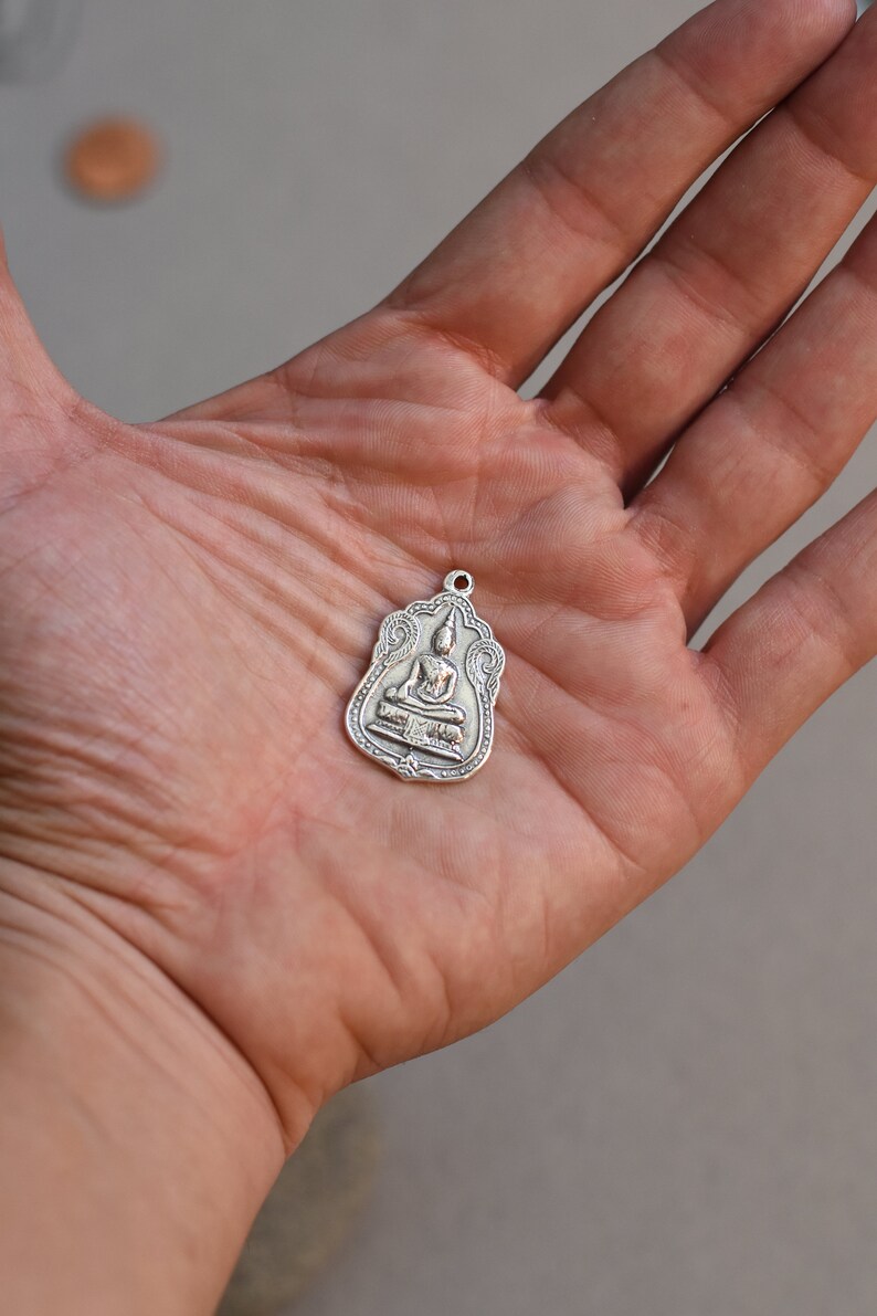 Buddha Necklace,Buddha Pendant,Sterling Silver Buddha Charm Pendant,Abhaya Mudra Buddha,Vintage style Sterling Silver Buddha Charm Pendant
