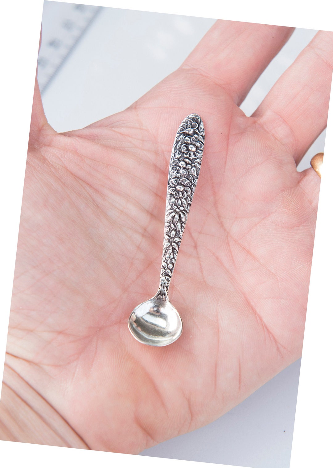 Sterling Silver Tiny Spoon Sugar & Salt Spoon/ Solid Silver Etsy