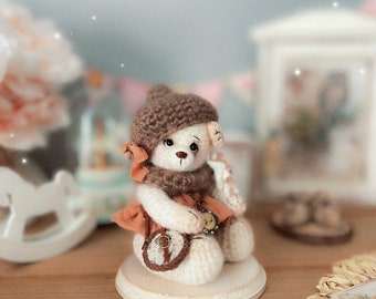 Cute Teddy Bear, Collectible Toy, Vintage Bear, Crochet Bear, Stuffed Animal Toy, Bear Collector, Artist Teddy Bear