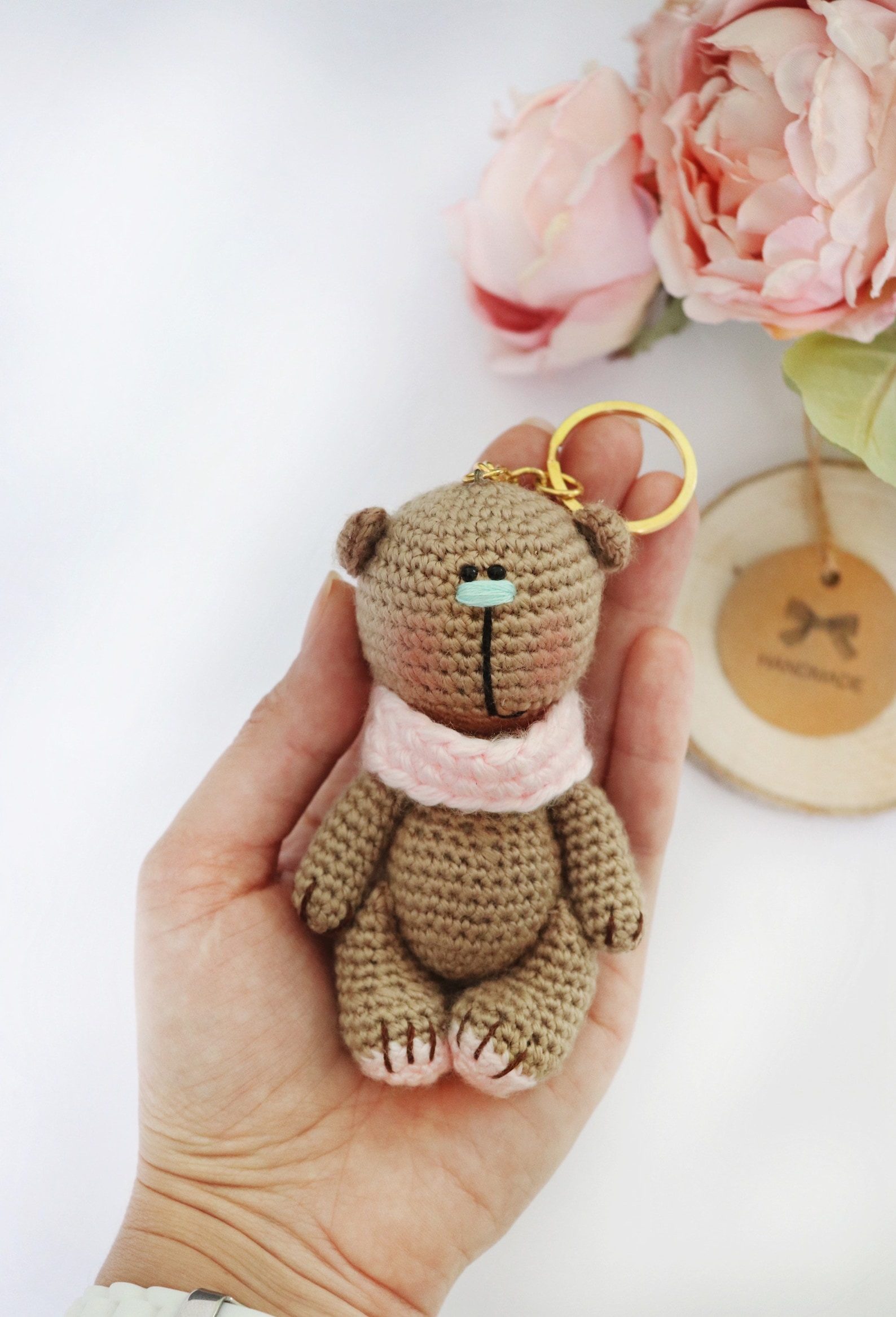 Teddy Bear Keychain Cute bear Crochet Bear Amigurumi | Etsy