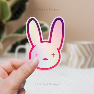Bad Bunny Holographic Sticker, Benito, Evil Bunny, Car Decal, Un Verano Sin Ti, Bad Bunny Merch, YHLQMDLG, Conejo Malo, Waterproof Stickers