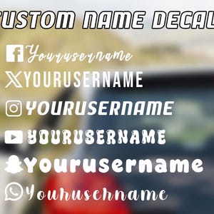 Custom Name Stickers, Customized Social Media Name, Username Decals, Business Name Stickers, Personalized Pair of 2 Custom Brand Name Decals