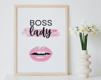 Girl Boss Printable Wall Art, Boss Babe Office Wall Decor, Boss Lady Print, Girl Power Print, Feminist Poster, Boss Gift, DIGITAL DOWNLOAD