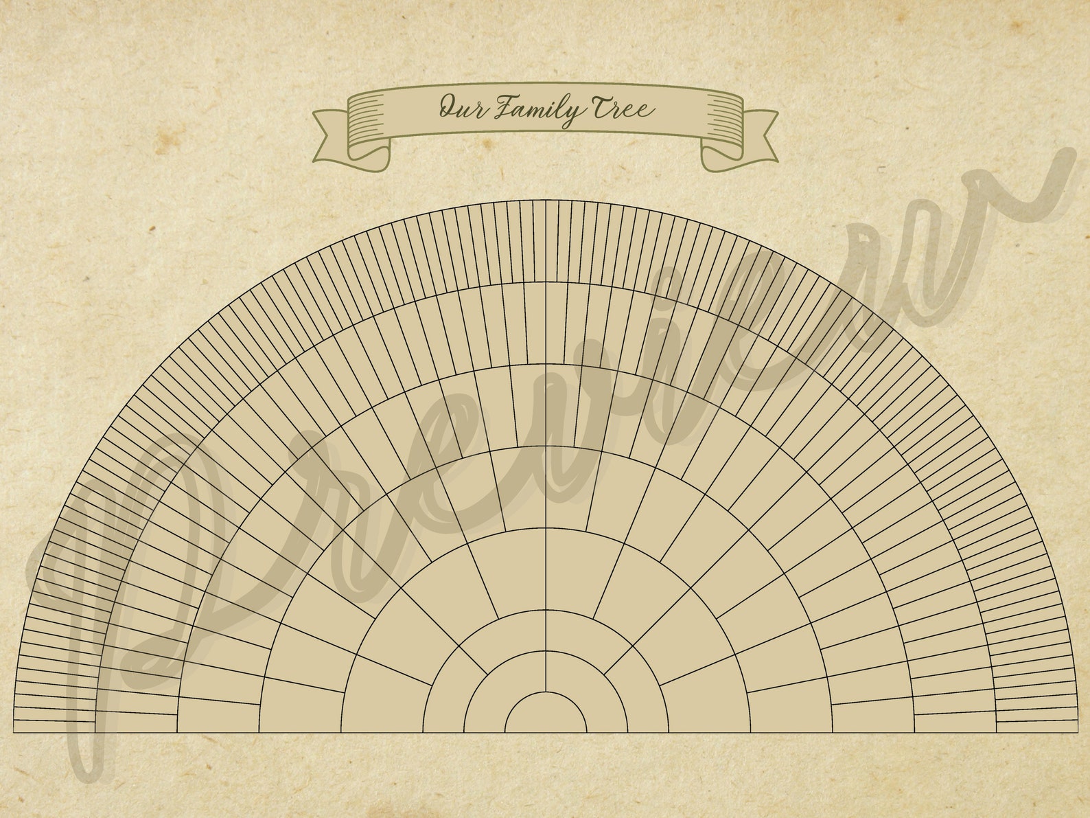 8 Generations Custom Family Tree Fan Chart INSTANT DOWNLOAD Template ...