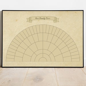 6 Generations Custom Family Tree Fan Chart INSTANT DOWNLOAD Template, Family History PDF Form, Genealogy Print, Ancestry Chart, Vintage