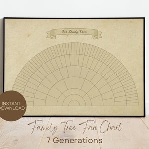 7 Generationen Custom Family Tree Fan Chart SOFORT DOWNLOAD Vorlage, Familiengeschichte PDF-Formular, Genealogie Print, Ancestry Chart, Vintage
