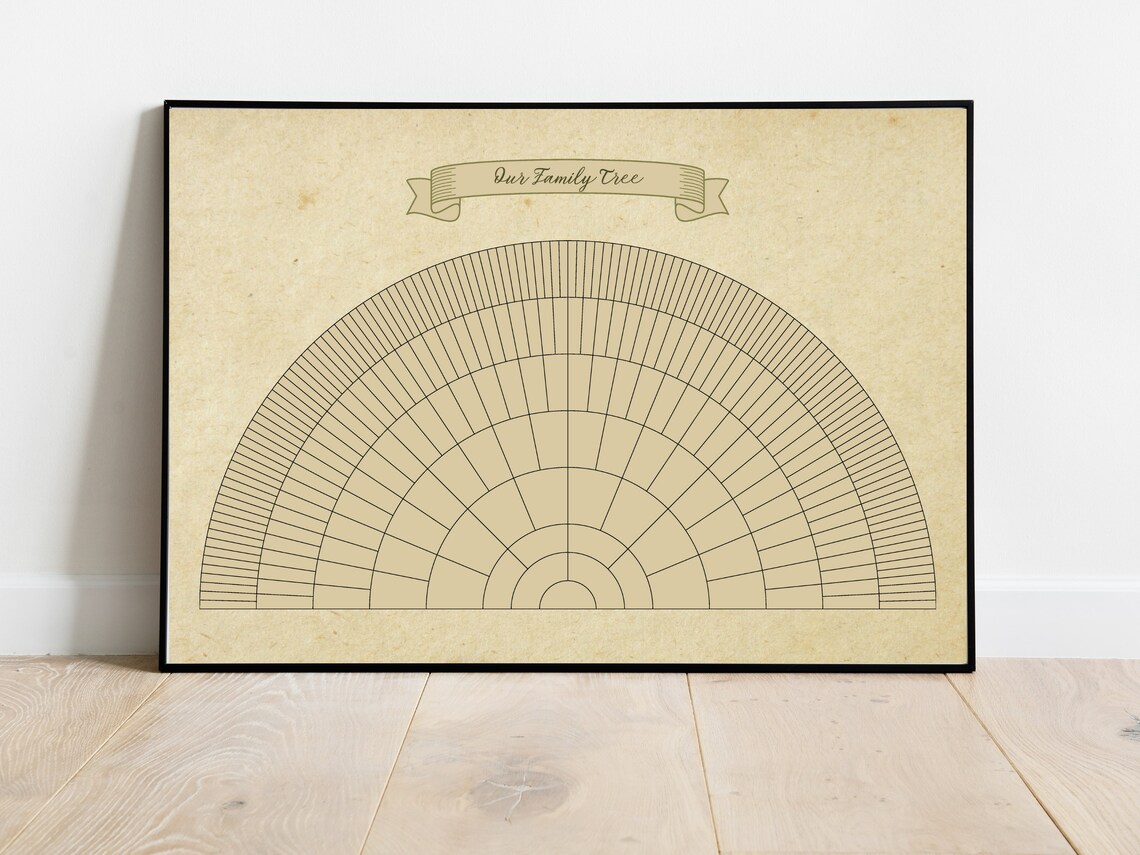 8 Generations Custom Family Tree Fan Chart INSTANT DOWNLOAD Template ...