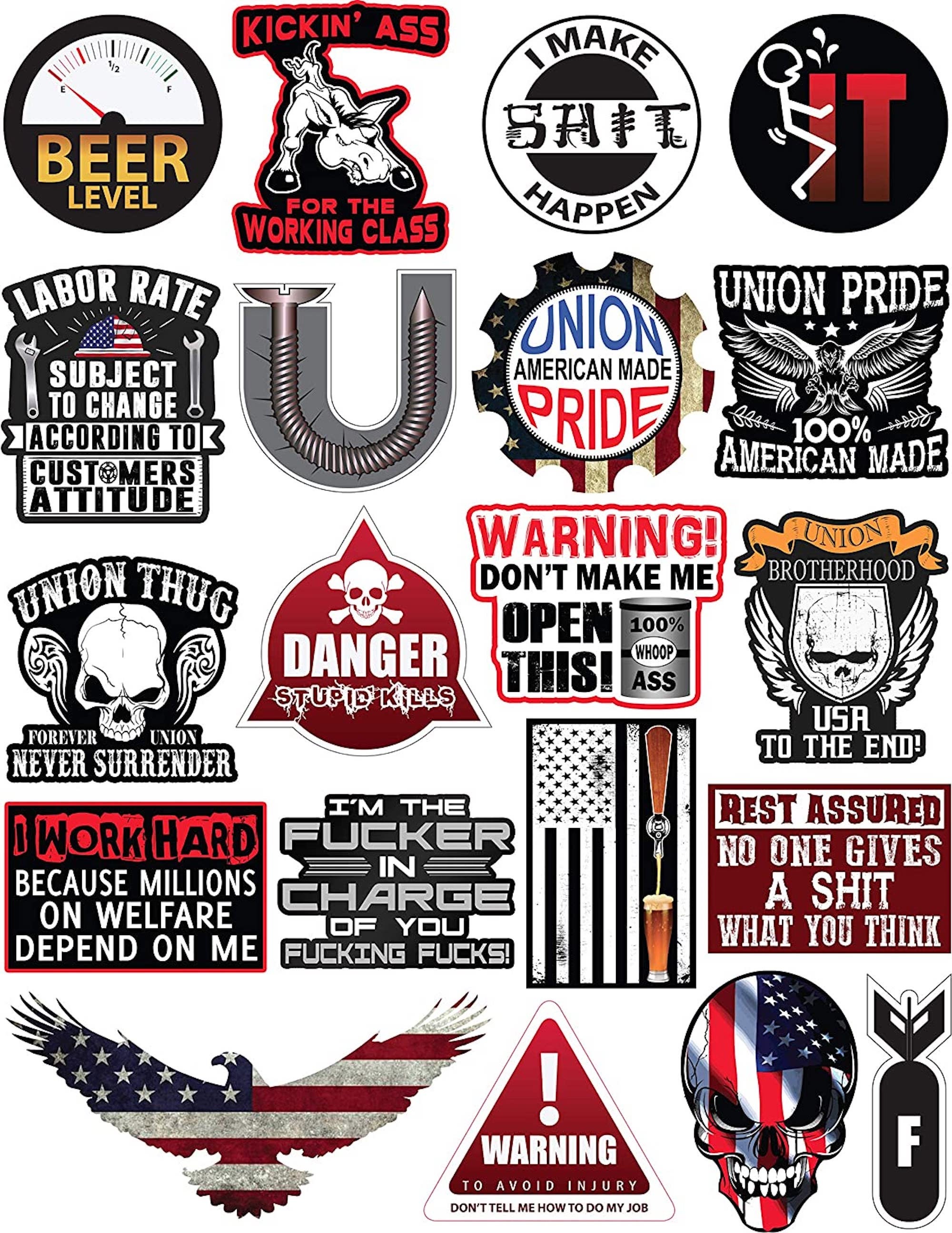 Hard Hat & Tool Box Vinyl Stickers Funny Decals for Hardhat