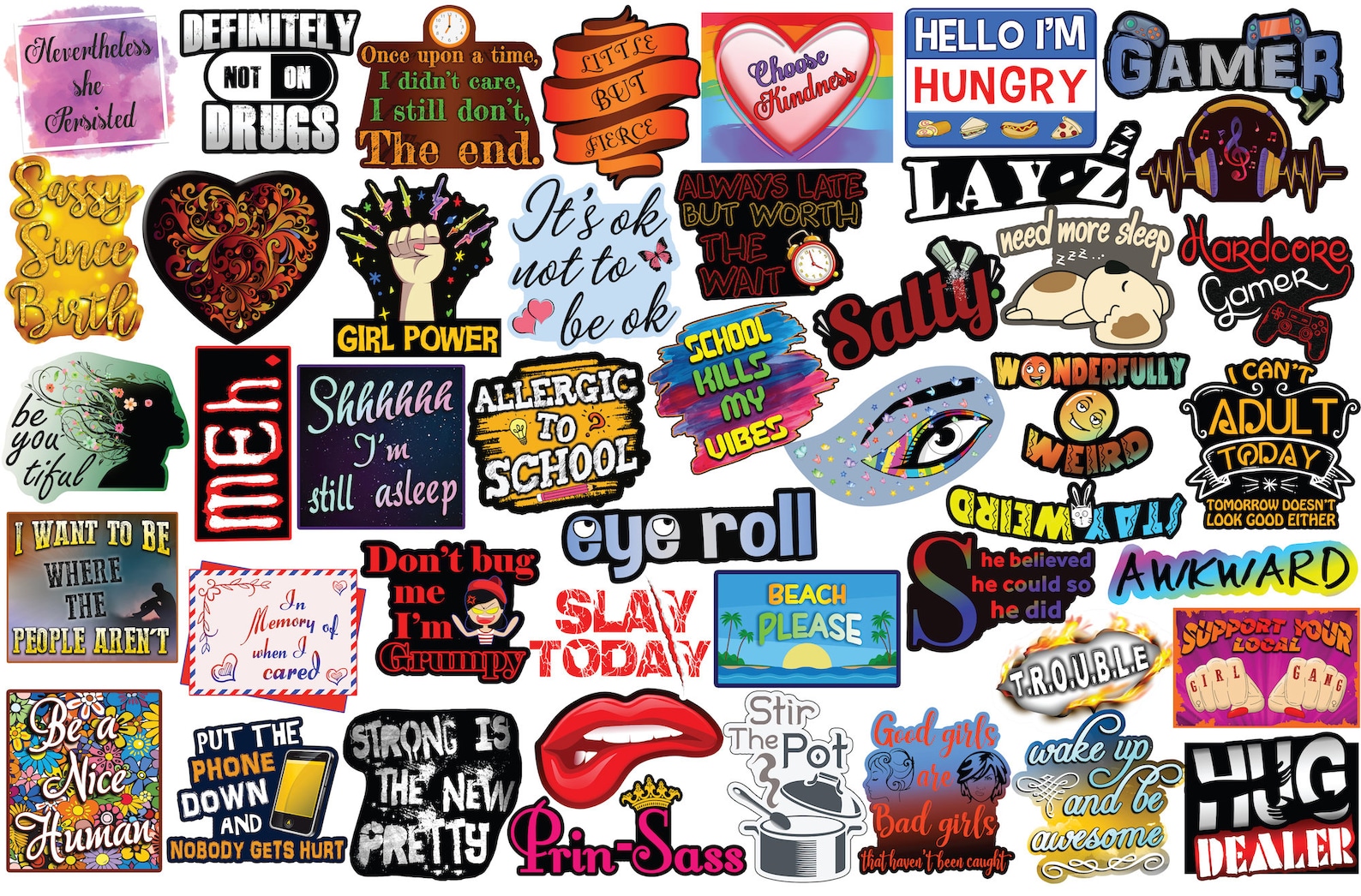 Buy Stickers for Teens. Sticker Pack of Trendy Teen Stickers. Cute