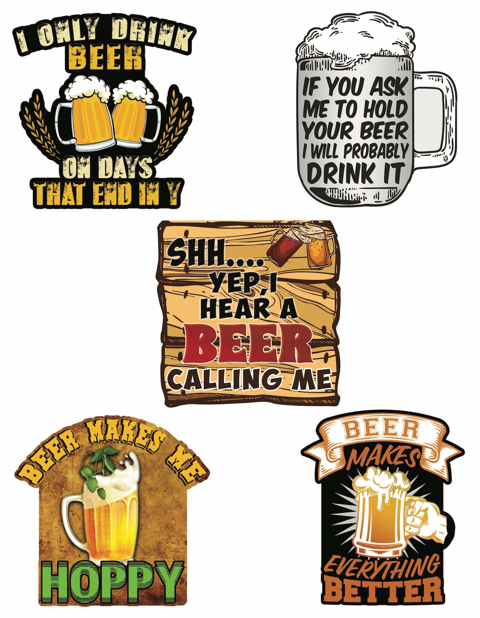Beer Stickers. Cool Stickers for Beer Cooler. Funny Stickers for Adults