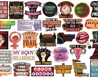 FEMINIST WATERPROOF Vinyl STICKERS - Adhesive Vinyl Die Cut Feminism Quote Stickers Pack