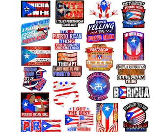 Waterproof PUERTO RICO STICKERS - Adhesive Vinyl Puerto Rico Flag Stickers Pack Perfect For Every Boricua