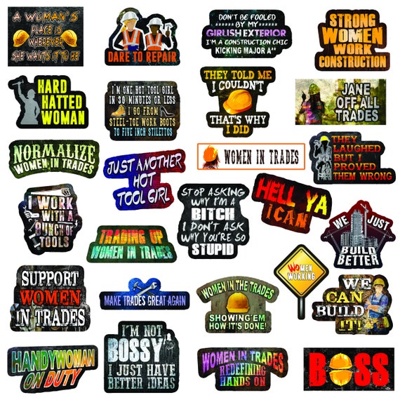 Women in Trades Stickers - Stickers for Women in Construction. Tool Girl Stickers - Pack of 26