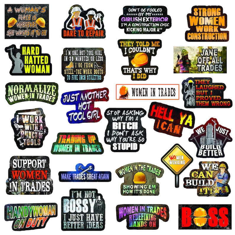Women in Trades Stickers - Stickers for Women in Construction. Tool Girl Stickers - Pack of 26 image 1