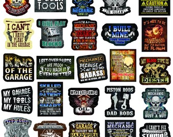 Waterproof Adhesive Vinyl MECHANIC STICKERS - Die Cut Funny And Trendy Stickers PACK