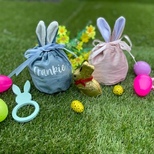 Personalised Velvet Easter Bunny Bag, Easter Basket, Treat Bags, Treat Pouches, Easter Gifts, Easter Bag, Personalised, Easter, Bunny Bag