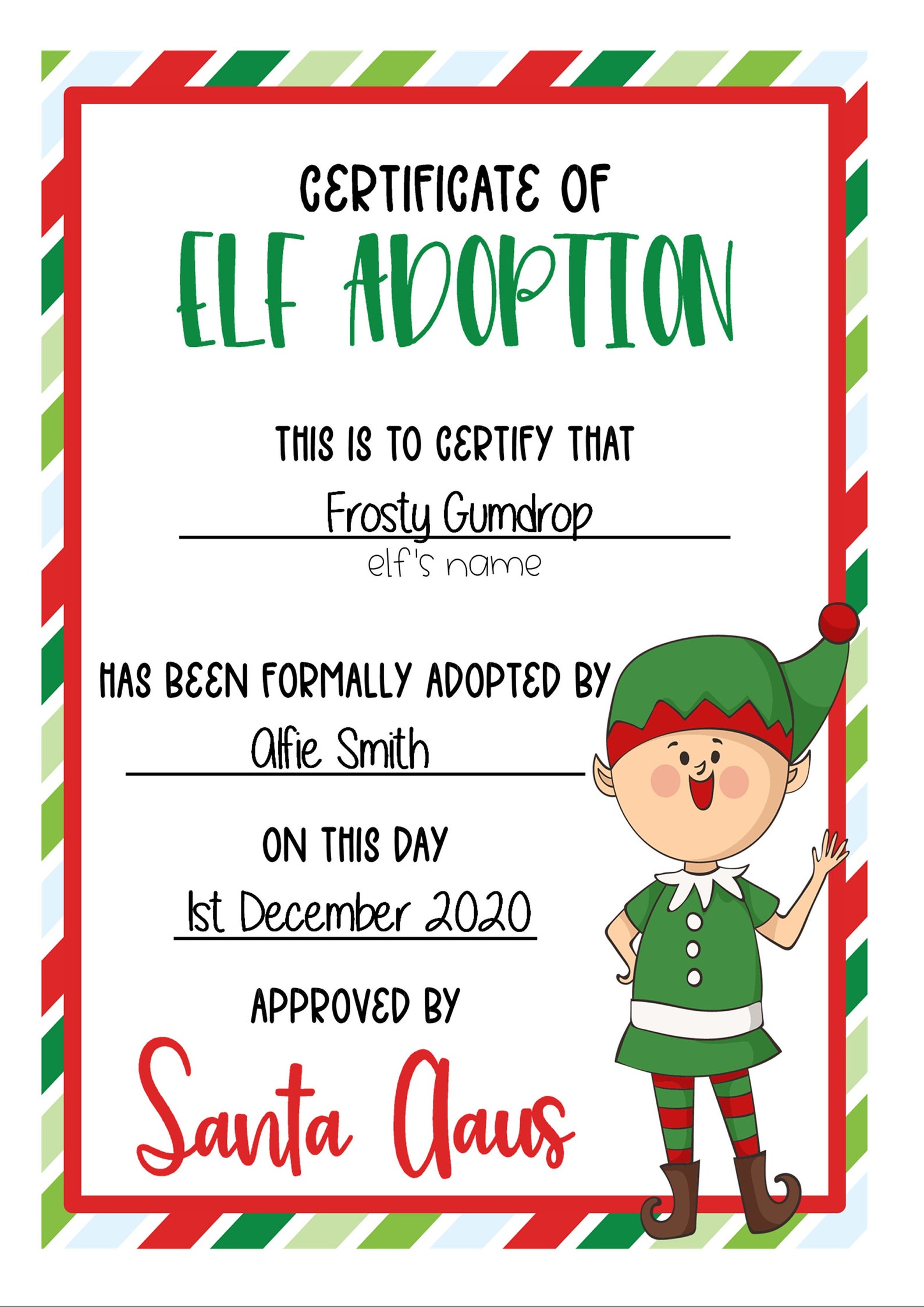 Elf on a Shelf Adoption Certificate Personalised Adoption Etsy Elf on a Shelf Adoption Certificate Personalised Adoption Etsy
