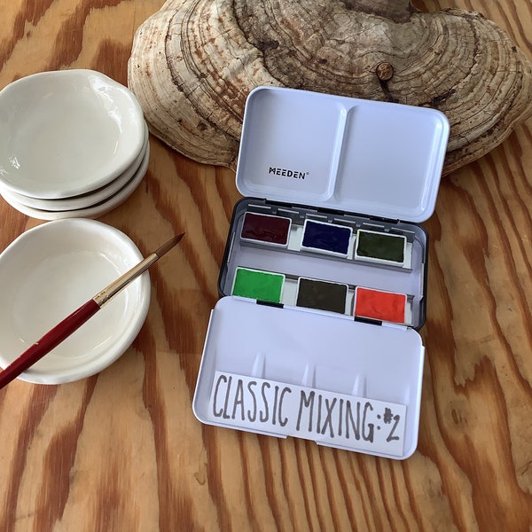 Classic Mixing: #2. Curated, Hand-Poured Holbein Professional Watercolor Full Pan Palette.  6 Full Pans.