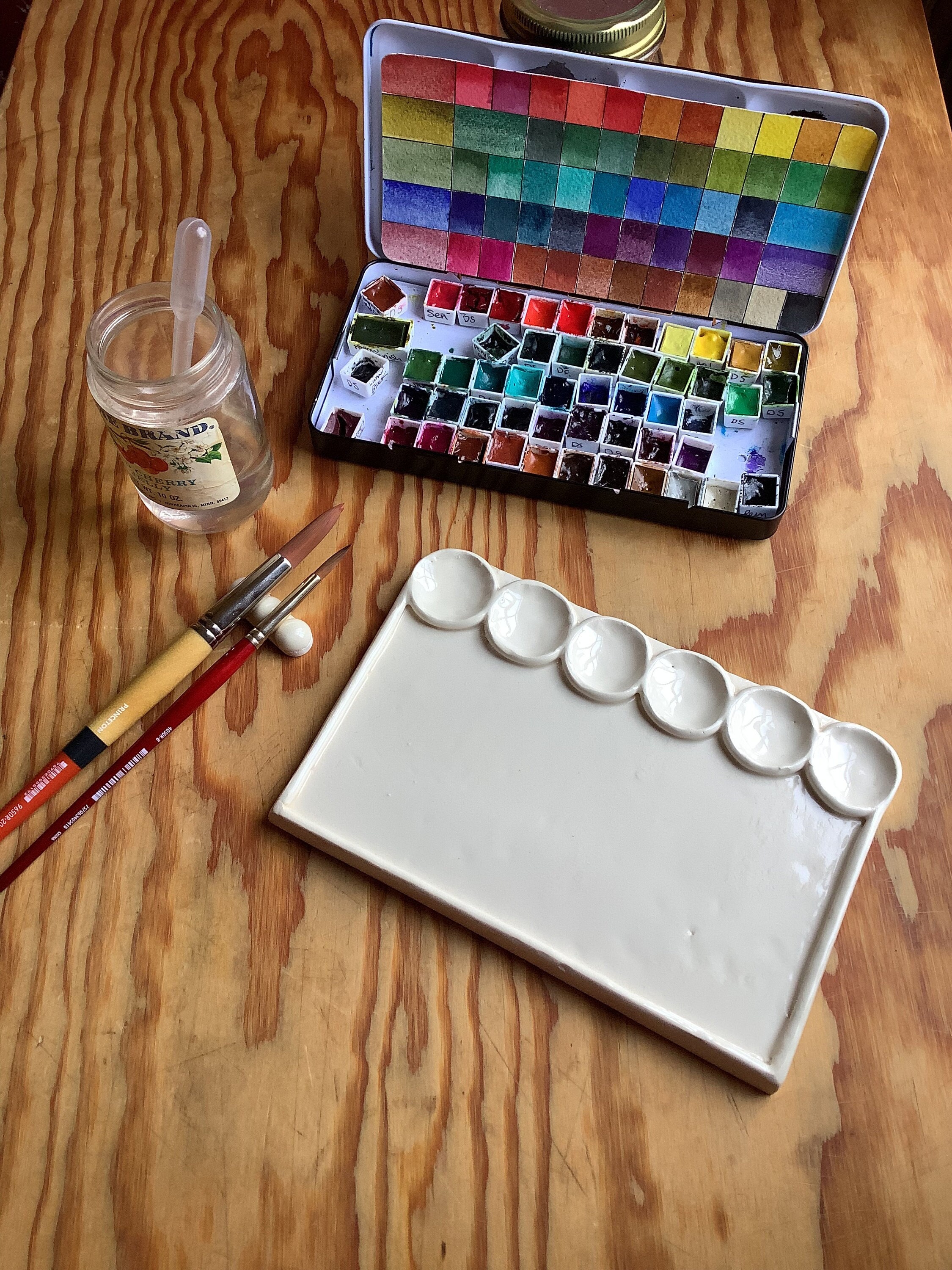 8 Inch Porcelain Watercolor Palette, Mixing Ceramic Watercolor Palette, Mixing  Tray Paint Palett for Watercolor Gouache Acrylic Oil Painting 13-Well 13  Wells