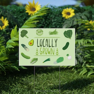 Farm Fresh Green Vegetable Locally Grown Plastic Yard Sign, Small Farm Business Local Produce Farmers Market Trending Cute Decor