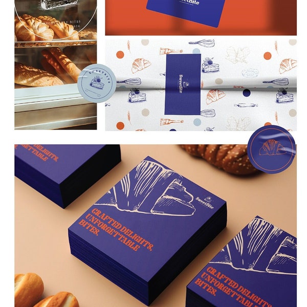 Bakery Shop Brand Kit, Brand Identity, Vintage, Signature Logo, Small Business Branding, Pastry Logo