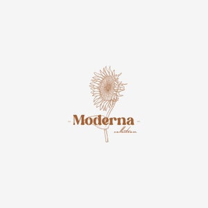Logo botanico, logo girasole, logo minimale, logo di branding, logo femminile, logo del negozio, logo vegetale, logo personalizzato, branding del negozio, fotografia