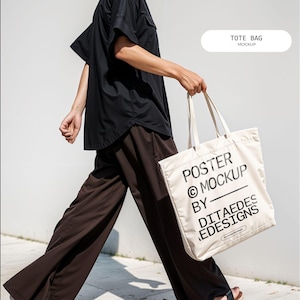 Tragetasche Mockup PSD, moderne Lifestyle Branding Szene, Canvas Taschen Mockup für Logo & Design Präsentation, Website Mockups, moderne Mockups