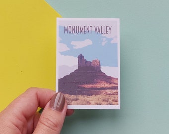 Monument Valley Sticker -  Waterproof USA travel poster sticker - Retro vintage style - National Park sticker, Vinyl travel sticker
