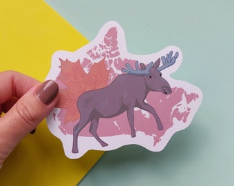 Canada Moose Sticker -  Waterproof Canada sticker -  animal sticker