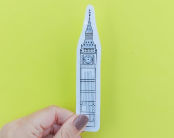 Big Ben Sticker -  Waterproof transparent outline sticker, travel scrapbook sticker, journal stickers. London England Sticker