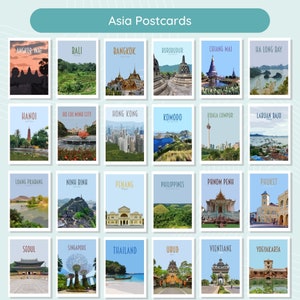 Travel Postcards Pack Retro vintage style cities postcard pack. Athens, Newcastle, Iceland, Edinburgh, Bruges, Malta, Lake Louise More image 8