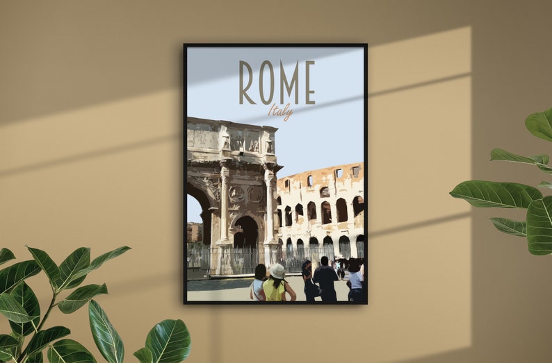Rome Travel Poster – Retro Style Colosseum Art Print - Etsy