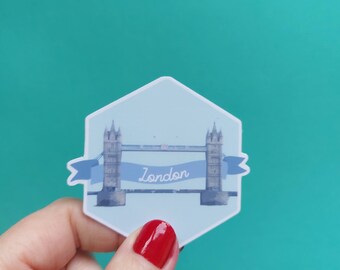 London Sticker -  Waterproof London Bridge travel sticker -London UK sticker, waterproof travel sticker, badge sticker