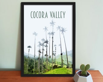 Cocora Valley Travel Poster - Retro vintage style Colombia art print, artwork, homeware, Colombia travel art print, Salento Poster