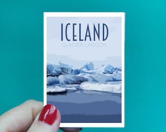 Iceland Sticker -  Waterproof Iceland travel poster sticker - Retro vintage style - Reykjavik sticker, Vinyl travel sticker