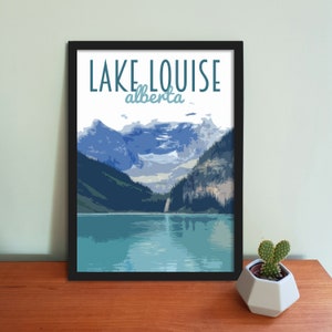 Lake Louise Travel Poster - Retro vintage style Lake Louise, Alberta, Canada art print, artwork, homeware, Travel Art Print
