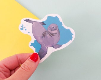 Ecuador Sticker with a Sea Lion -  Waterproof Galapagos sticker -  animal sticker, seal sticker, South America sticker, vinyl travel sticker