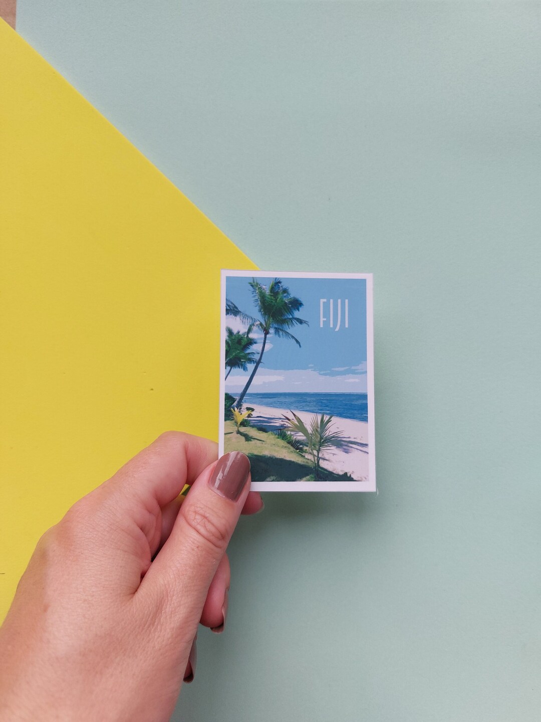 Fiji Sticker Waterproof Fiji Travel Poster Sticker Retro Etsy