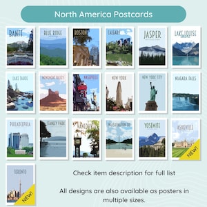 Travel Postcards Pack Retro vintage style cities postcard pack. Athens, Newcastle, Iceland, Edinburgh, Bruges, Malta, Lake Louise More zdjęcie 7