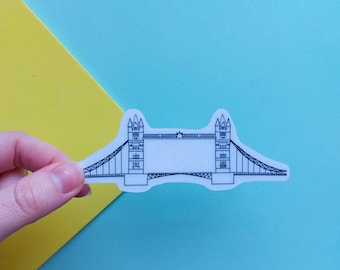 Sticker Tower Bridge London - Sticker contour transparent imperméable, sticker de scrapbooking de voyage, stickers de journal. Sticker Londres Angleterre