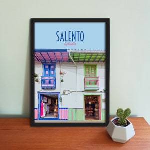 Salento Travel Poster - Retro vintage style Colombia art print, artwork, homeware, Colombia travel art print, Cocora Valley Poster