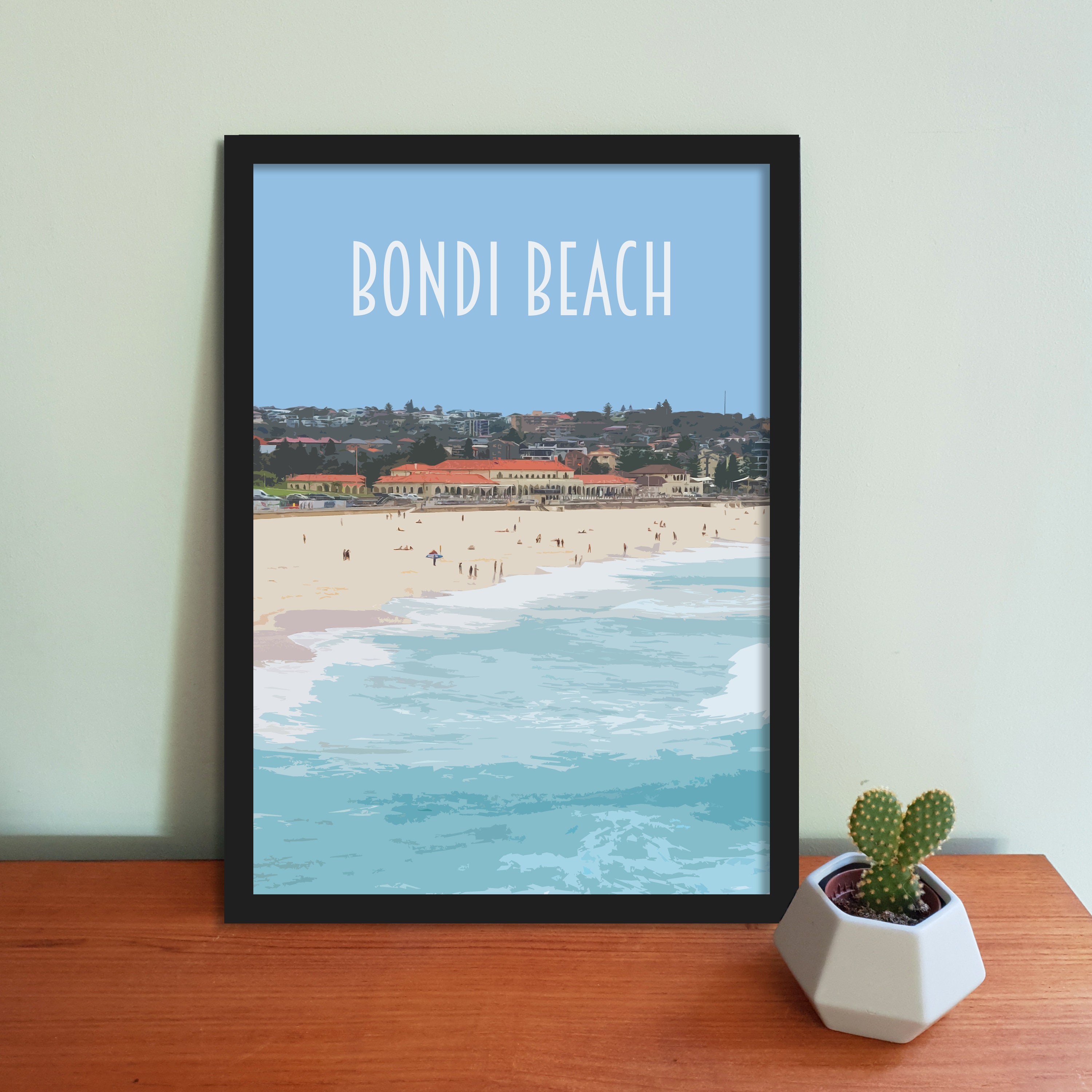 Bondi Beach Art Print , Shadow Box Frame , Large Framed Print , 40x60 ,  Australian Swimming Photography , Extra Large Wall Art , 100x150cm 