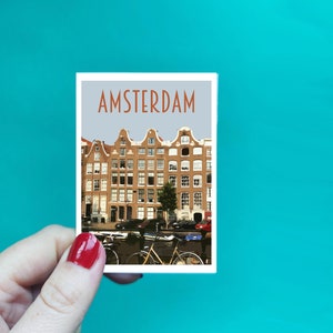 Amsterdam Sticker -  Waterproof Netherlands travel poster sticker - Retro vintage style - Amsterdam sticker, Vinyl travel sticker