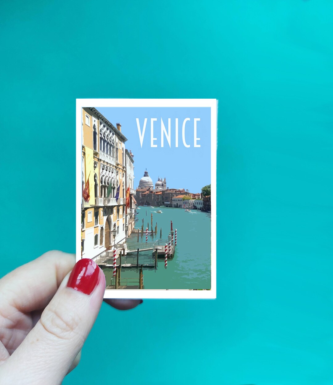 Italian Riviera Sticker Venice Sticker - Waterproof Italy Travel Poster Sticker - Retro Vintage ...