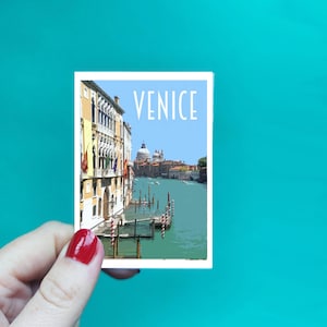 Venice Sticker -  Waterproof Italy travel poster sticker - Retro vintage style - Venice Vinyl travel sticker